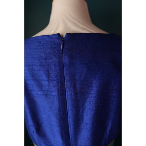 Vintage Spencer Jeremy Dress Silk Royal Blue Short Sheath Retro Empire Waist 6 - Picture 11 of 12